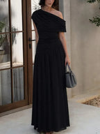 Rosanna | One-Shoulder Ruched Evening Maxi Dress