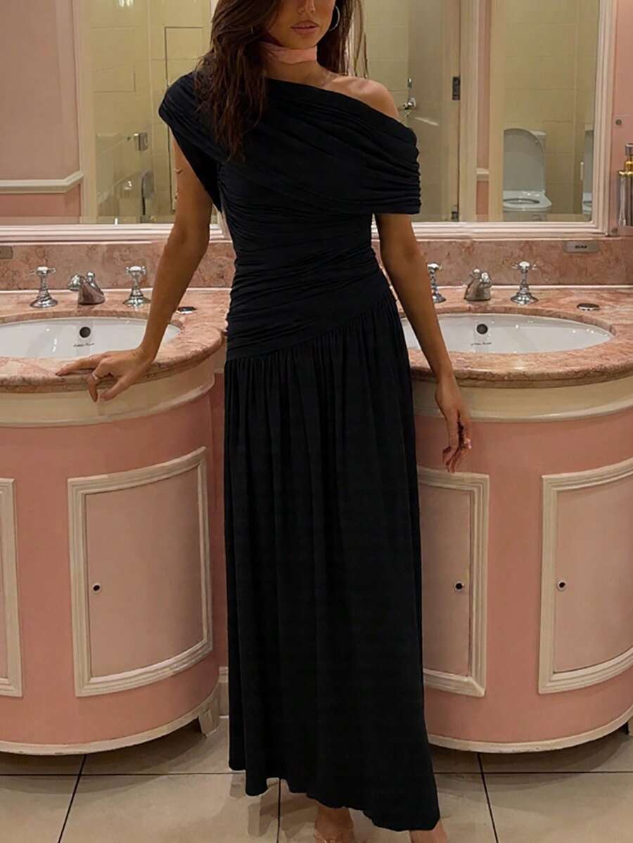 Rosanna | One-Shoulder Ruched Evening Maxi Dress