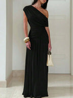 Rosanna | One-Shoulder Ruched Evening Maxi Dress