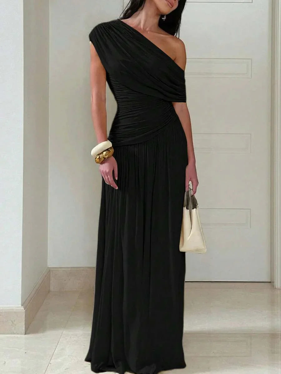 Rosanna | One-Shoulder Ruched Evening Maxi Dress