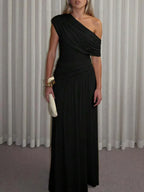 Rosanna | One-Shoulder Ruched Evening Maxi Dress