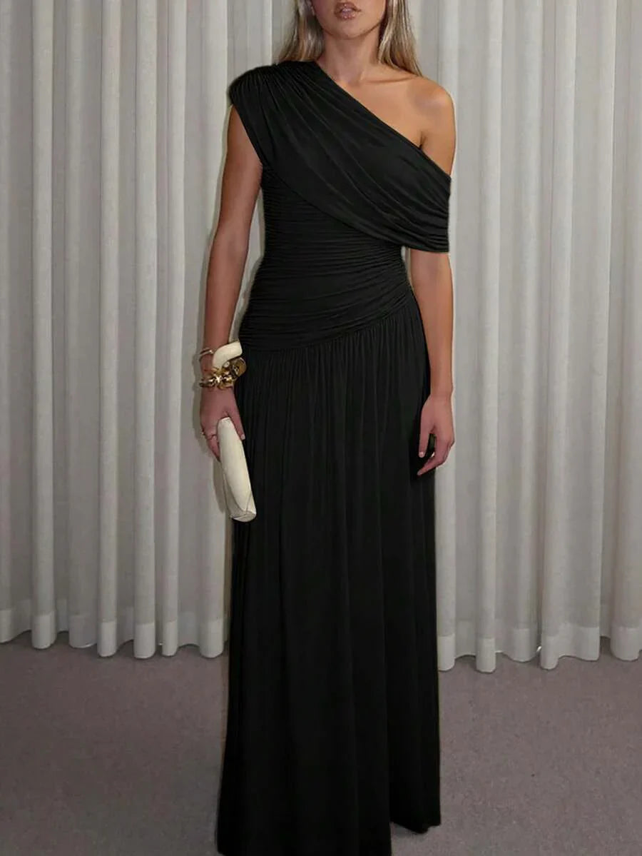 Rosanna | One-Shoulder Ruched Evening Maxi Dress