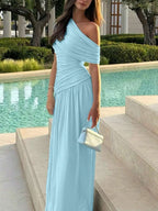 Rosanna | One-Shoulder Ruched Evening Maxi Dress