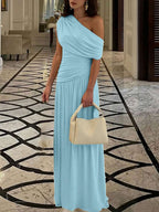 Rosanna | One-Shoulder Ruched Evening Maxi Dress