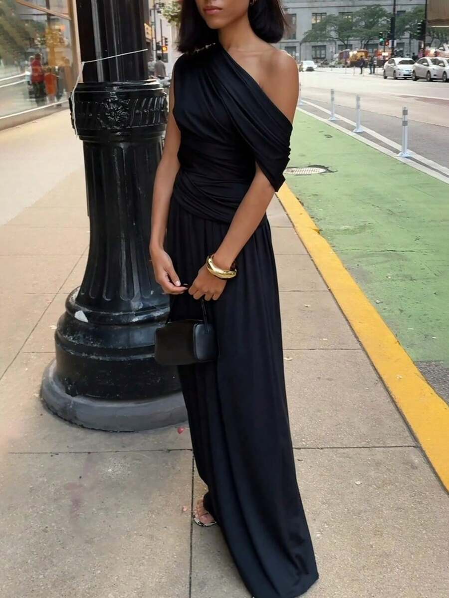 Rosanna | One-Shoulder Ruched Evening Maxi Dress