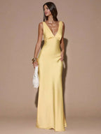 Isadora | V-Neck Backless Maxi Evening Dress
