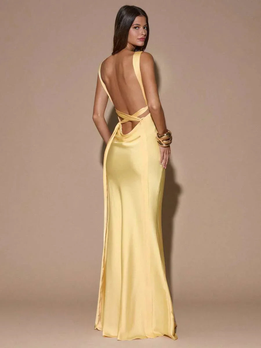 Isadora | V-Neck Backless Maxi Evening Dress