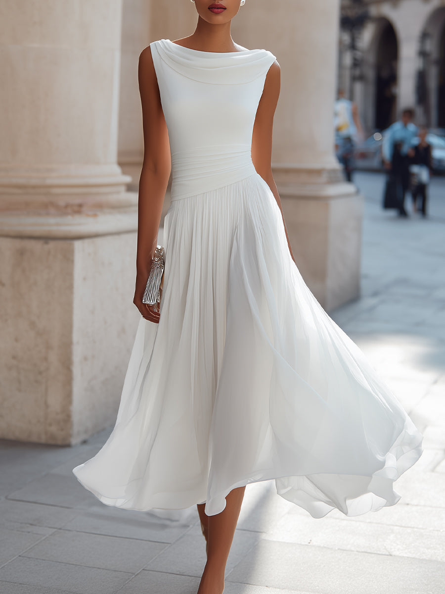 Cordelia | Sleeveless Pleated Midi Dress For Weddings & Events