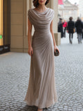 Rosalind | Draped Cowl Neck Ruched Maxi Evening Dress