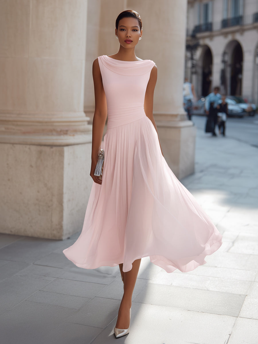 Cordelia | Sleeveless Pleated Midi Dress For Weddings & Events