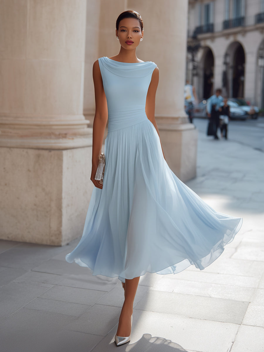 Cordelia | Sleeveless Pleated Midi Dress For Weddings & Events