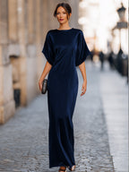 Violaine | Batwing Sleeve Evening Wedding Guest Maxi Dress