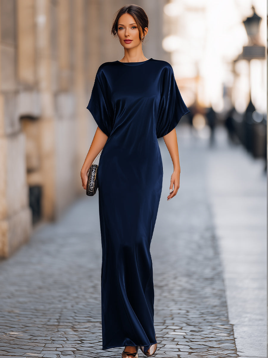 Violaine | Batwing Sleeve Evening Wedding Guest Maxi Dress