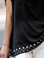 Juliette | Ladies Short Sleeve Blouse With Polka Dot Trim