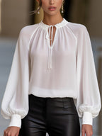 Seraphina | Tie-Neck Ladies Blouse With Keyhole Detail