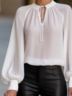 Seraphina | Tie-Neck Ladies Blouse With Keyhole Detail