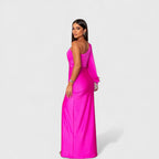 Vivienne | Long Sleeve Satin Maxi Dress Wedding Guest Evening