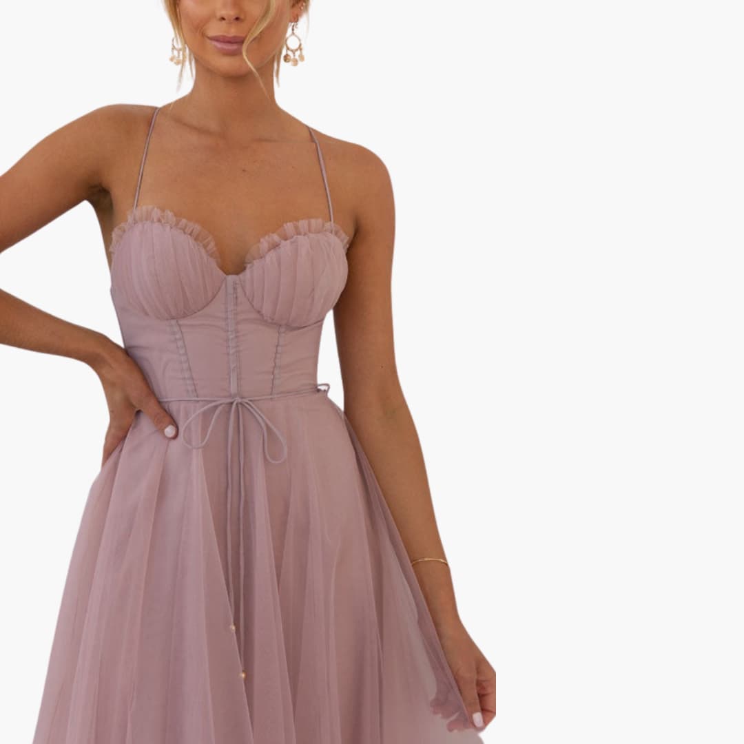 Sylvie | White Tulle Maxi Dress With Tiered Skirt And Straps