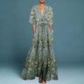 Quintessa | Floral Sage Green Maxi Dress For Garden Parties
