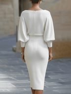 Faustine | Draped Halter Batwing Midi Garden Party Dress