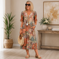 Dominique | Floral Halter Summer Day Midi Dress