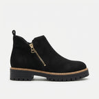 Amandine | Black Brown Heeled Flat Ankle Boots — Black
