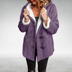 Mathilde | Black Wool Fur Hood Winter Puffer Coats — Purple