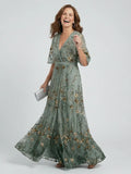 Bridget | Floral Embroidered Drop Waist Maxi Occasion Dress