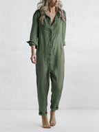 Vivienne | Comfy Long Sleeve Button-Up Jumpsuit for Everyday Wear