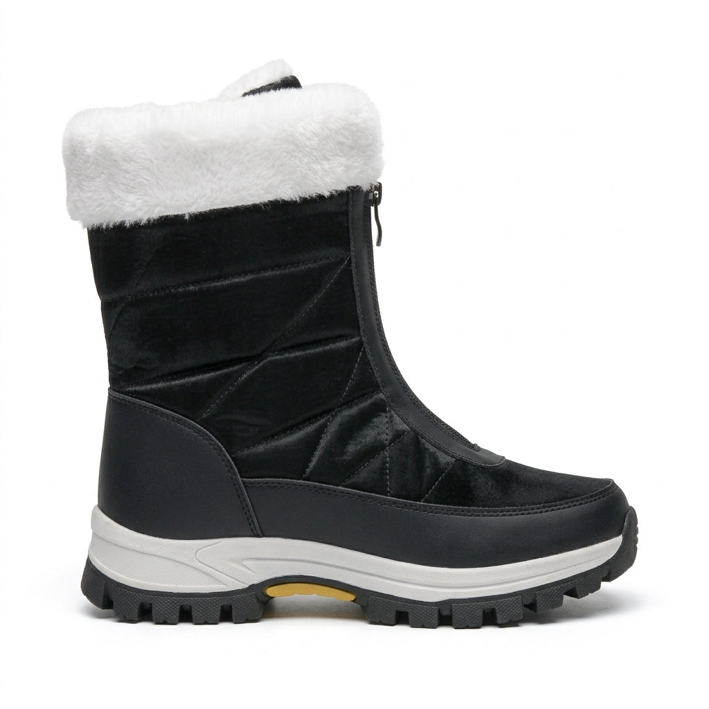 Seraphina | Black Brown Flat Heeled Ankle Boots Faux Fur