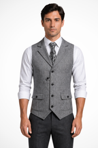 Reuben | Men Herringbone Tweed Wedding Waistcoat Tailored Fit