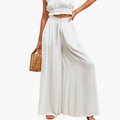 Ingrid | High Waisted Wide Leg Linen Trousers Summer