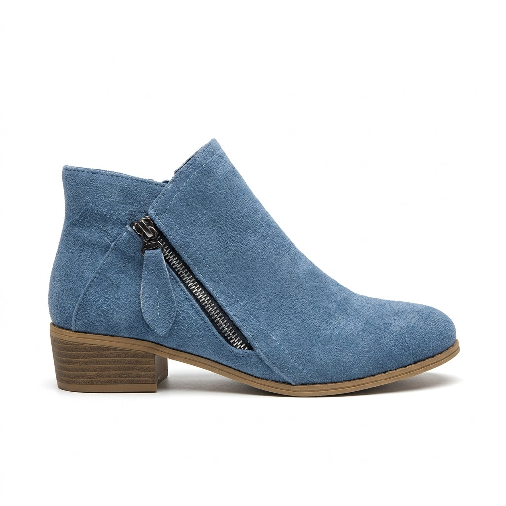 Dominique | Low Heel Black Brown Leather Ankle Boots