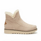 Faustine | Heeled Winter Ankle Boots Black Brown Flat — Beige
