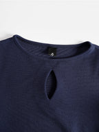 Ingrid | Cold-Shoulder Bodycon Evening Midi Dress In Navy