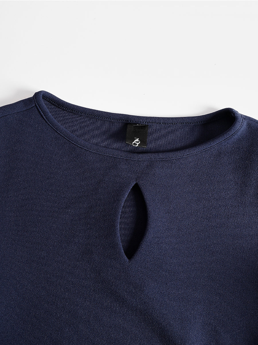 Ingrid | Cold-Shoulder Bodycon Evening Midi Dress In Navy