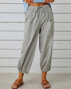 Manon | Women's Cropped Coastal Balloon Pants With Drawstring