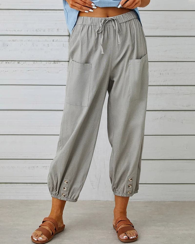 Manon | Women's Cropped Coastal Balloon Pants With Drawstring