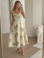 Ursula | Corset Bodice Cotton Midi Dress