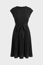 Beatrix | Pleated Chiffon Midi Dress With Belt For Every Occasion