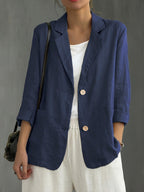 Nadia | Classic Linen Blazer With Pockets For Smart Casual Wear