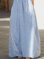 Verena | Halter Neck Striped Maxi Garden Party Dress