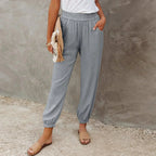 Margaux | Women's Linen Balloon Pants With Smocked Waist