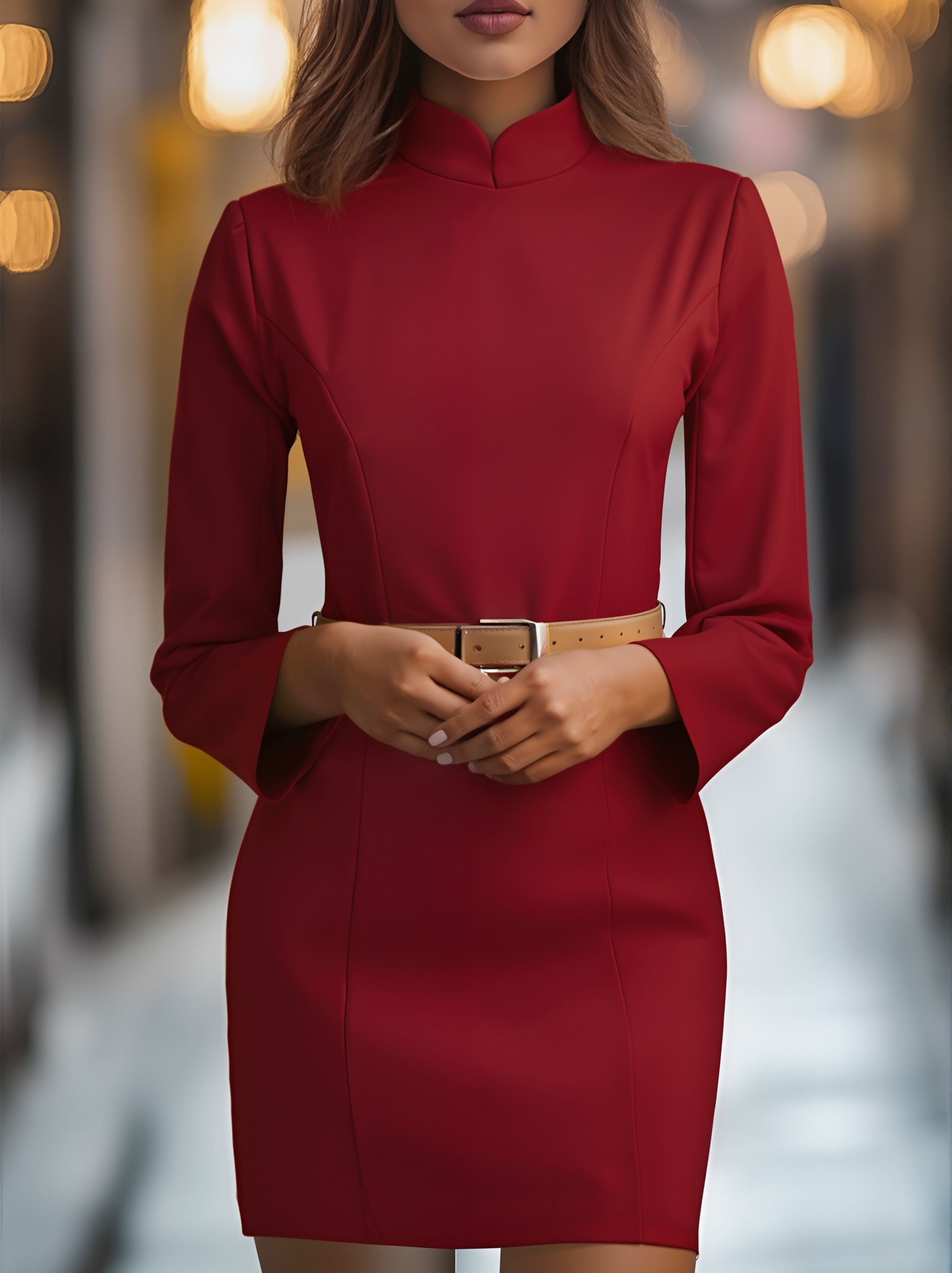 Georgiana | Belted High-Neck Garden Party Dress
