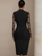 Coralie | Evening Tuxedo Dress Coat Lace Midi Black