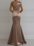 Fleur | Satin One Shoulder Evening Gown Wedding Guest Dress