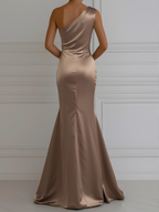 Fleur | Satin One Shoulder Evening Gown Wedding Guest Dress