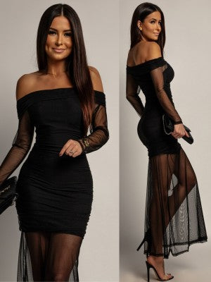 Rosaline | Spanish Sleeves Strapless Evening Maxi Dress