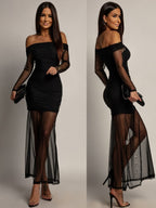 Rosaline | Spanish Sleeves Strapless Evening Maxi Dress