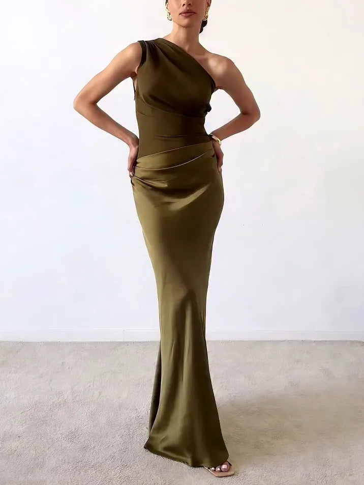 Octavia | One Shoulder Pleated Maxi Dress Special Occasion